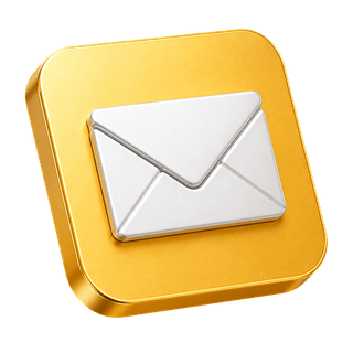 Decorative 3D icon of a mail envelope featured on the contact us page